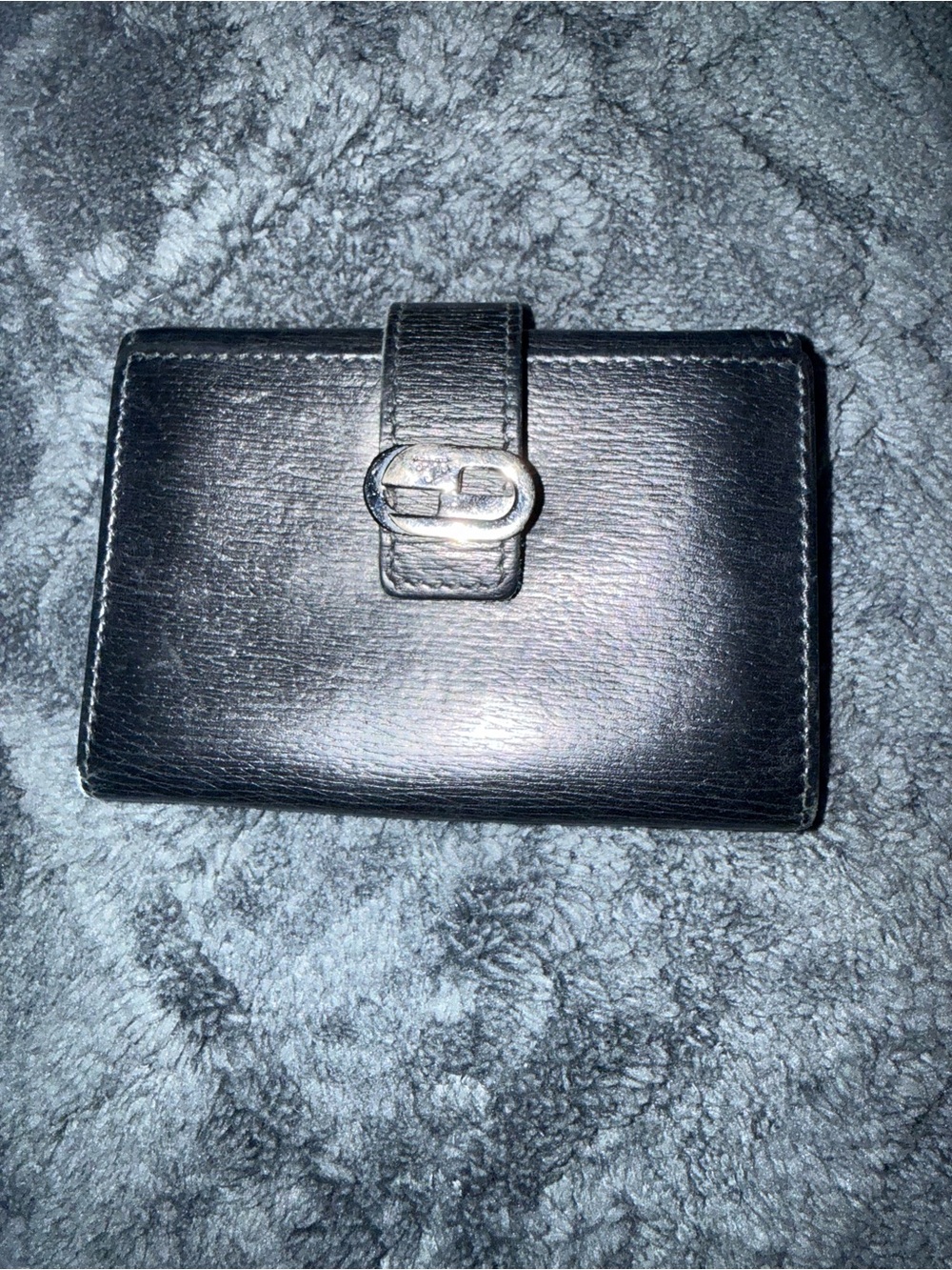 Gucci Black Leather Card Wallet with Snap Closure